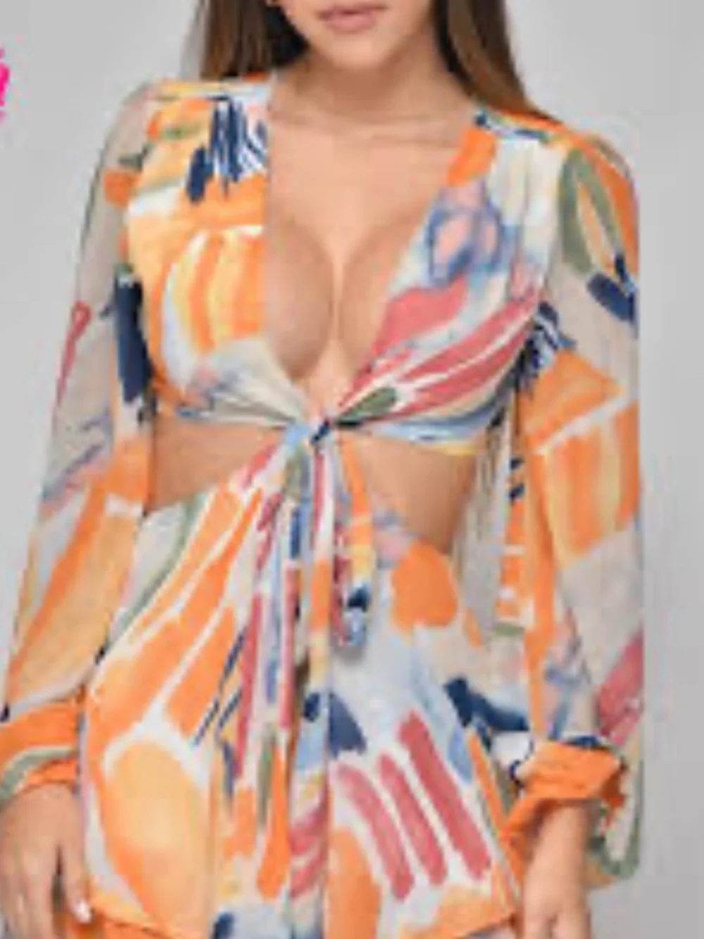 WORK OF ART ABSTRACT CUTOUT ROMPER Deep Plunge Open Back Bloomers Playsuit Small